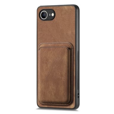 SKALO iPhone 16e PU-nahkainen magneettinen korttikotelo Suojakuori - Ruskea