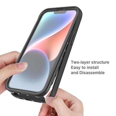SKALO iPhone 16e Shockproof Clear Hybrid+Näytönsuoja Suojakuori - Musta