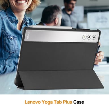 SKALO Lenovo Yoga Tab Plus Trifold Kotelo - Musta