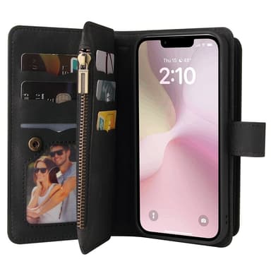 SKALO iPhone 16e KT-2 Big Wallet 17-LOKERIKKOA Lompakkokotelo - Musta