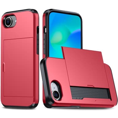 SKALO iPhone 16e Armor Korttikotelo Suojakuori - Punainen
