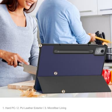 SKALO Lenovo Idea Tab Pro Trifold Kotelo - Tummansininen