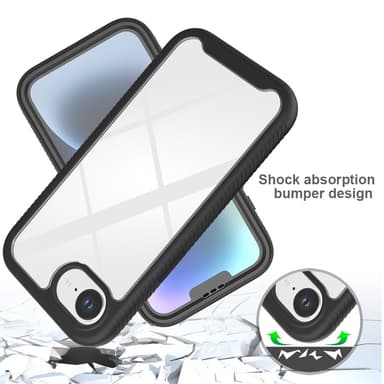 SKALO iPhone 16e Shockproof Clear Hybrid+Näytönsuoja Suojakuori - Musta