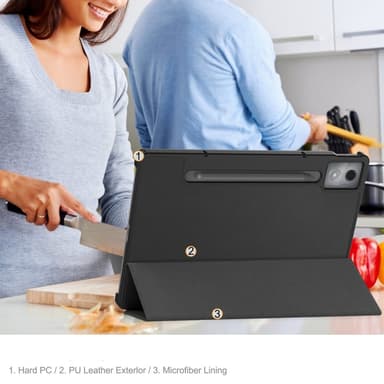 SKALO Lenovo Idea Tab Pro Trifold Kotelo - Musta