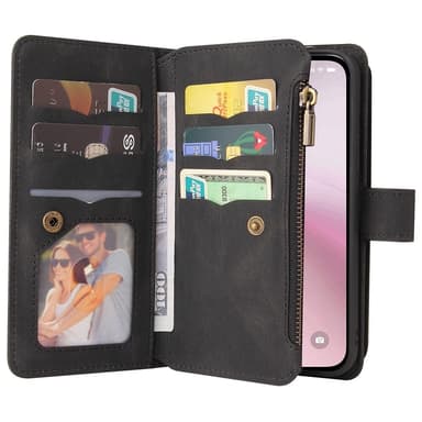 SKALO iPhone 16e KT-2 Big Wallet 17-LOKERIKKOA Lompakkokotelo - Musta