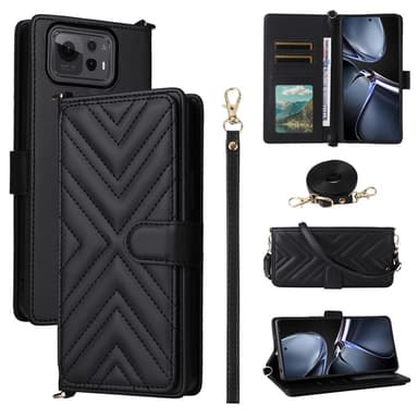 SKALO Asus Zenfone 12 Ultra 5G PU-nahka Big Wallet Olkahihna Lompakkokotelo - Musta