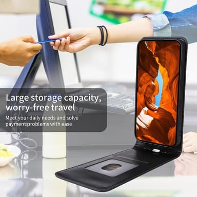 SKALO iPhone 16e Pysty PU-nahka Suojakuori - Musta