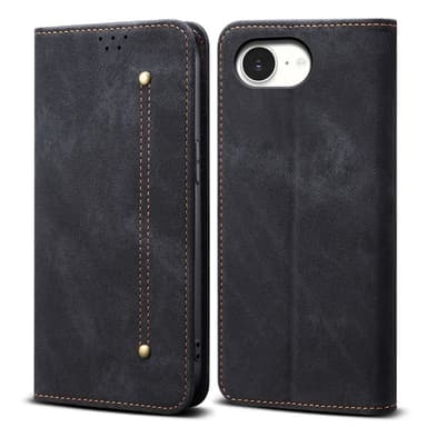 SKALO iPhone 16e Jeans Lompakkokotelo - Musta