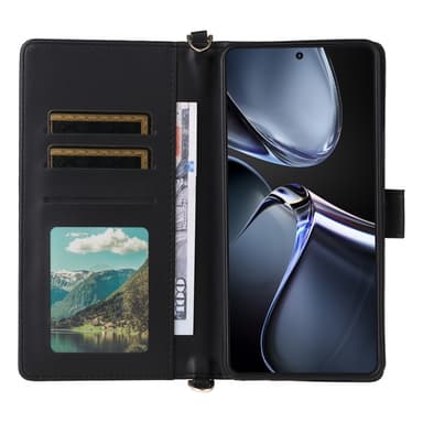SKALO Asus Zenfone 12 Ultra 5G PU-nahka Big Wallet Olkahihna Lompakkokotelo - Musta
