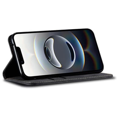 SKALO iPhone 16e Jeans Lompakkokotelo - Musta
