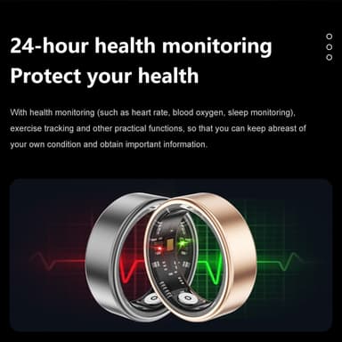 Smart Ring Bluetooth Finger Health Tracker 19.9 mm sisähalkaisija