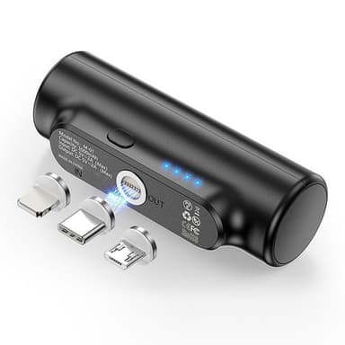 3000mAh virtapankki, jossa 3 magneettista sovitinta