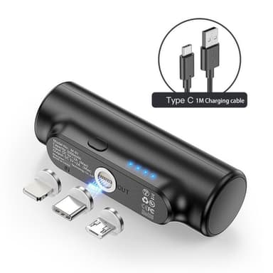 3000mAh virtapankki, jossa 3 magneettista sovitinta