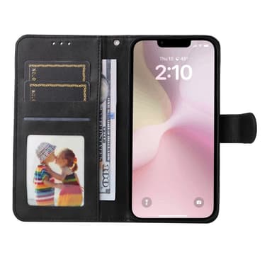 SKALO iPhone 16e PU-nahka Lompakkokotelo - Musta