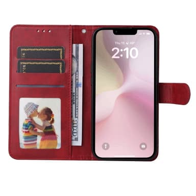 SKALO iPhone 16e PU-nahka Lompakkokotelo - Punainen