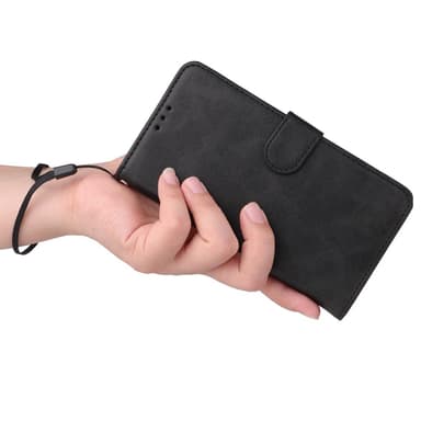 SKALO iPhone 16e PU-nahka Lompakkokotelo - Musta
