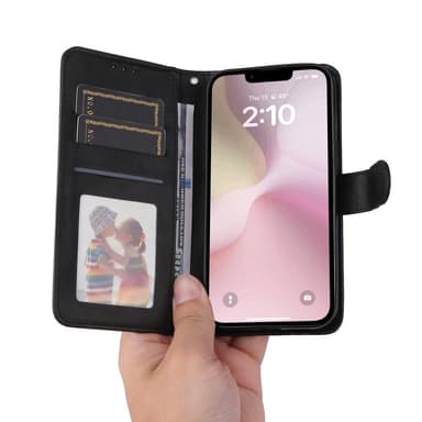 SKALO iPhone 16e PU-nahka Lompakkokotelo - Musta