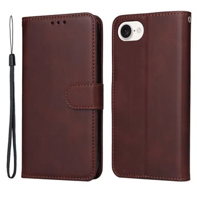SKALO iPhone 16e PU-nahka Lompakkokotelo - Ruskea