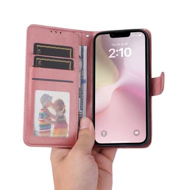 SKALO iPhone 16e PU-nahka Lompakkokotelo - Pinkki