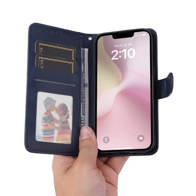 SKALO iPhone 16e PU-nahka Lompakkokotelo - Sininen