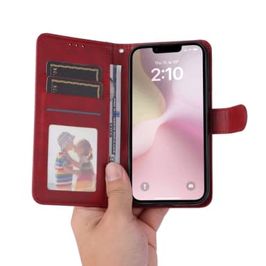 SKALO iPhone 16e PU-nahka Lompakkokotelo - Punainen