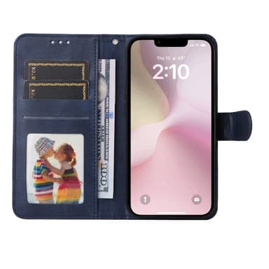 SKALO iPhone 16e PU-nahka Lompakkokotelo - Sininen