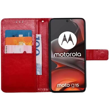Lompakkokotelo 3-kortti Motorola Moto G15 - Punainen