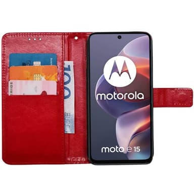 Lompakkokotelo 3-kortti Motorola Moto E15 - Punainen