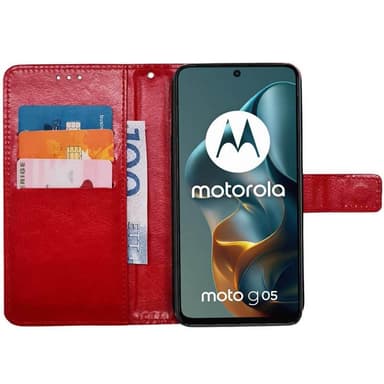 Lompakkokotelo 3-kortti Motorola Moto G05 - Punainen