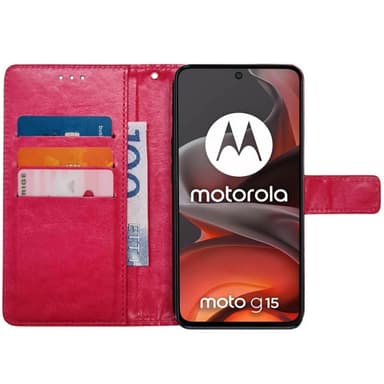 Lompakkokotelo 3-kortti Motorola Moto G15 - Vaaleanpunainen