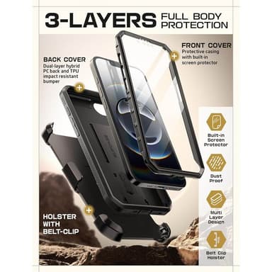 SUPCASE UB Pro kotelo iPhone 16e - Musta