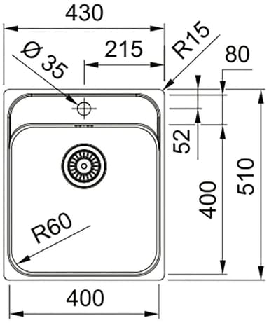 Franke Smart SRX 210-40 TL keittiöallas (teräs)