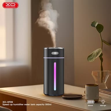 XO Ilmankostutin, jossa on RGB-valo 300ml ja langaton käyttö - Svart