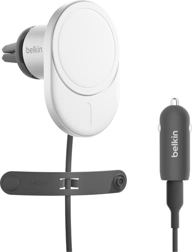Belkin BoostCharge Pro Qi2 15 W magneettinen autolaturi (valkoinen)