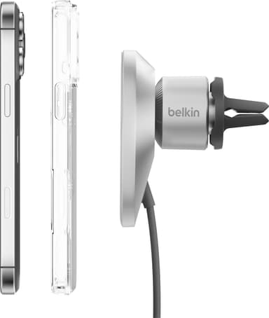Belkin BoostCharge Pro Qi2 15 W magneettinen autolaturi (valkoinen)
