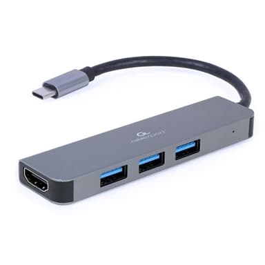USB-C Hubi – 3x USB 3.2, HDMI (4K @30 Hz), Nopea 5 Gbps Tiedonsiirto