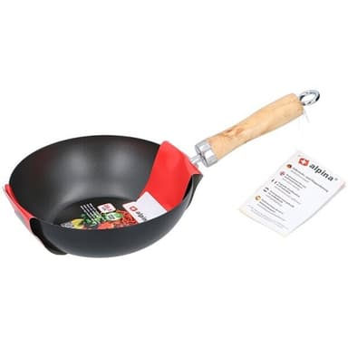 Wok-pannu 20,5 cm puukahvalla ja keraamisella tarttumattomalla pinnoitteella
