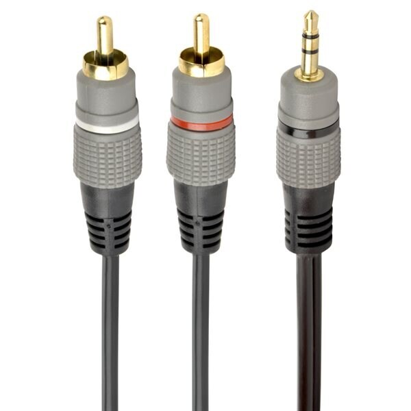 Äänikaapeli 3,5 mm – 2xRCA kullatuilla liittimillä – 1,5 m stereo HiFi-kaapelitu