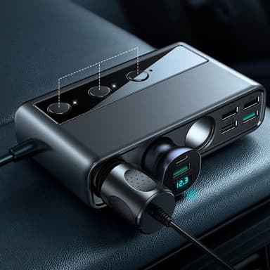 Joyroom 9-in-1  kannettavan tietokoneen autolaturi 154W - 5x USB, 1x USB-C, 3x tupakansytytinpistoke
