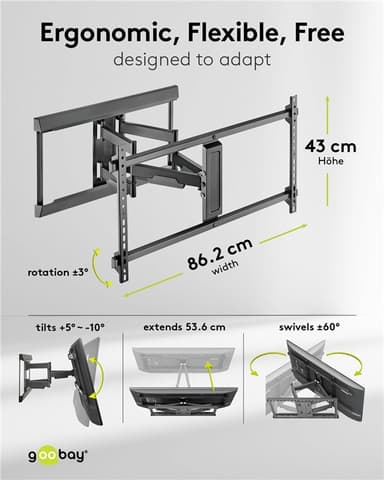 TV-seinäteline Pro FULLMOTION (XL), musta