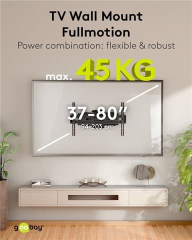 TV-seinäteline Basic FULLMOTION (L), musta TV-seinäteline Pro FULLMOTION (XL), musta