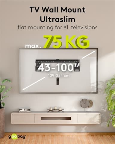 Ultraohut TV-seinäteline Basic FIXED (XL), musta