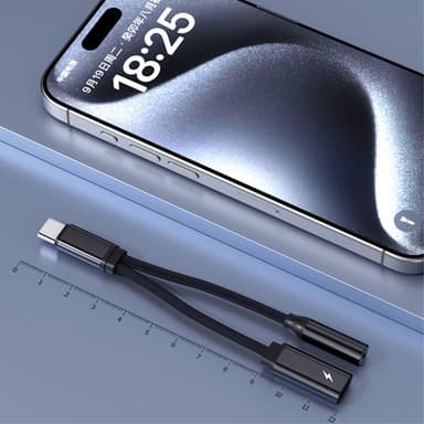 USB-C uros - 3,5 mm + USB-C naaras kuulokesovitin AUX-jakaja
