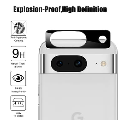 Google Pixel 8a -kameran linssisuojalle karkaistu lasilinssikalvo