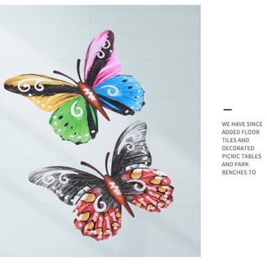 Art 3D Butterfly Seinään ripustettava sisustus Puutarhapihan kotikoriste - punainen