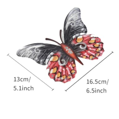 Art 3D Butterfly Seinään ripustettava sisustus Puutarhapihan kotikoriste - punainen