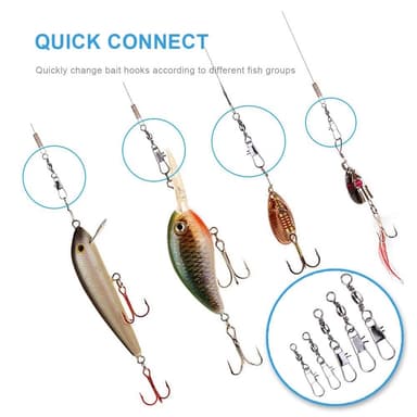 100 kuulalaakeroidut kääntyvät Snap Connector -kalastustarvikkeet