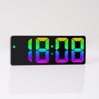 LED-kello Elektroninen digitaalinen herätyskello Värikäs työpöytäkello 12/24H Valkoinen