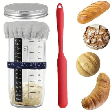 Sourdough 730ml Käymispurkki Lasinen leivontatarvikealoitusastia
