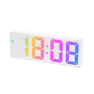 LED-kello Elektroninen digitaalinen herätyskello Värikäs työpöytäkello 12/24H Valkoinen
